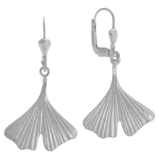 Ohrhänger 925/- Sterling Silber rhodiniert Gingko