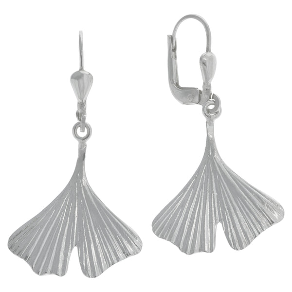 Ohrhänger 925/- Sterling Silber rhodiniert Gingko