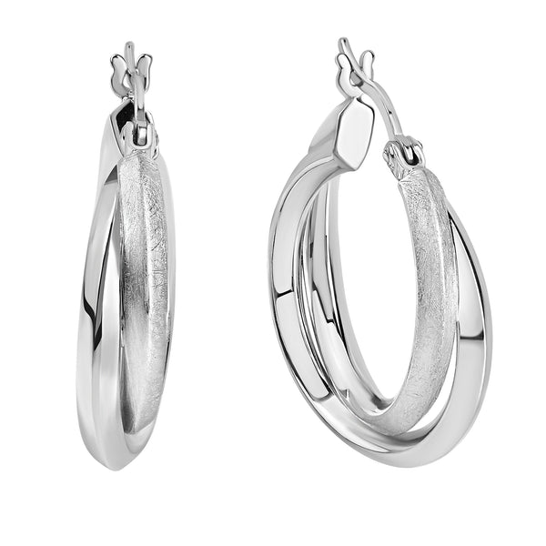 Creolen 925/- Sterling Silber rhodiniert glanz/matt