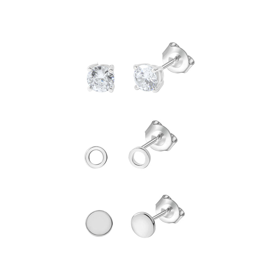 Ohrstecker 925/- Sterling Silber rhodiniert Set