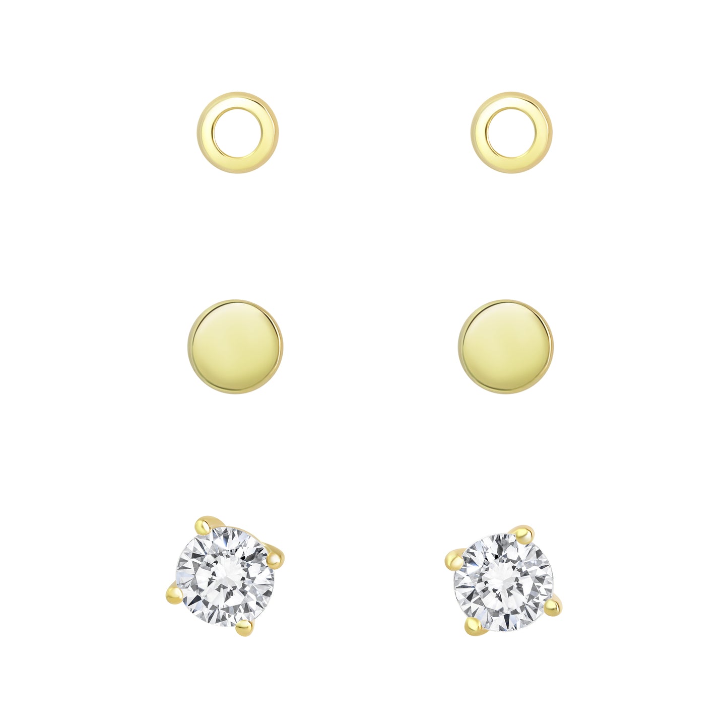 Ohrstecker 925/- Sterling Silber vergoldet 3-teiliges Set