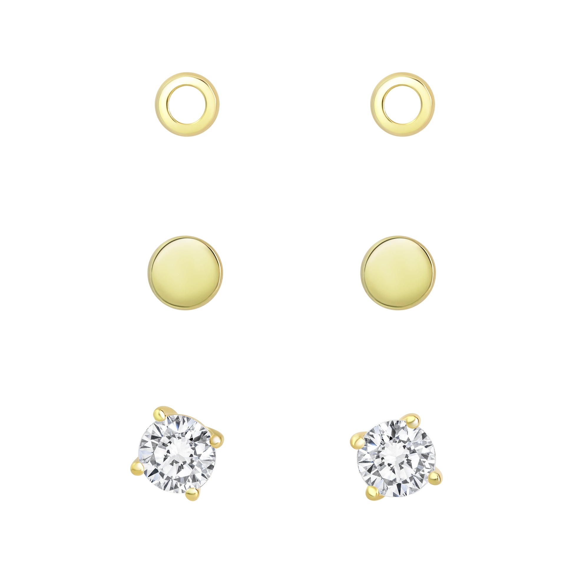 Ohrstecker 925/- Sterling Silber vergoldet 3-teiliges Set