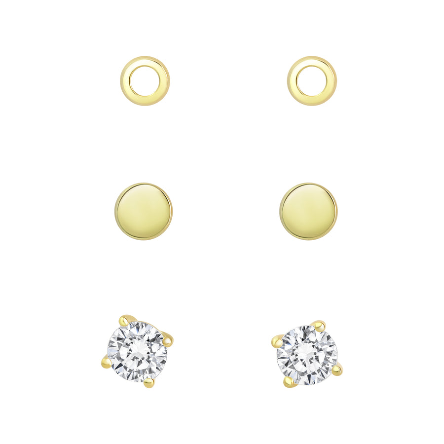 Ohrstecker 925/- Sterling Silber vergoldet 3-teiliges Set