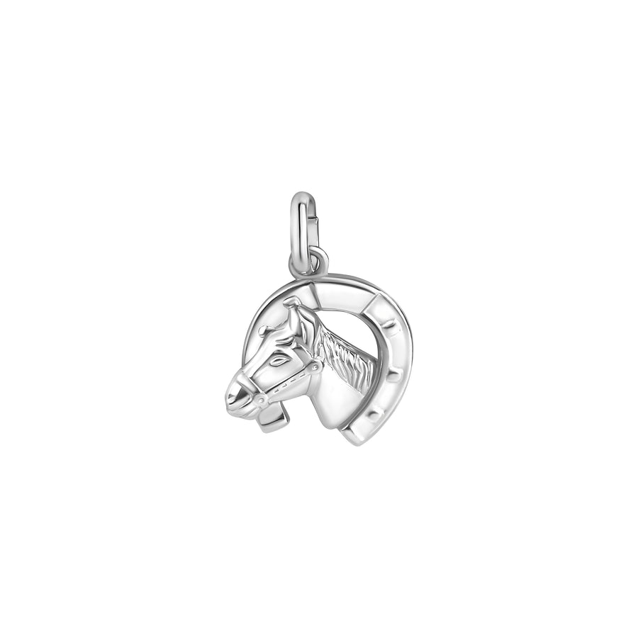 Anhänger 925/- Sterling Silber rhodiniert Pferd/Hufeisen