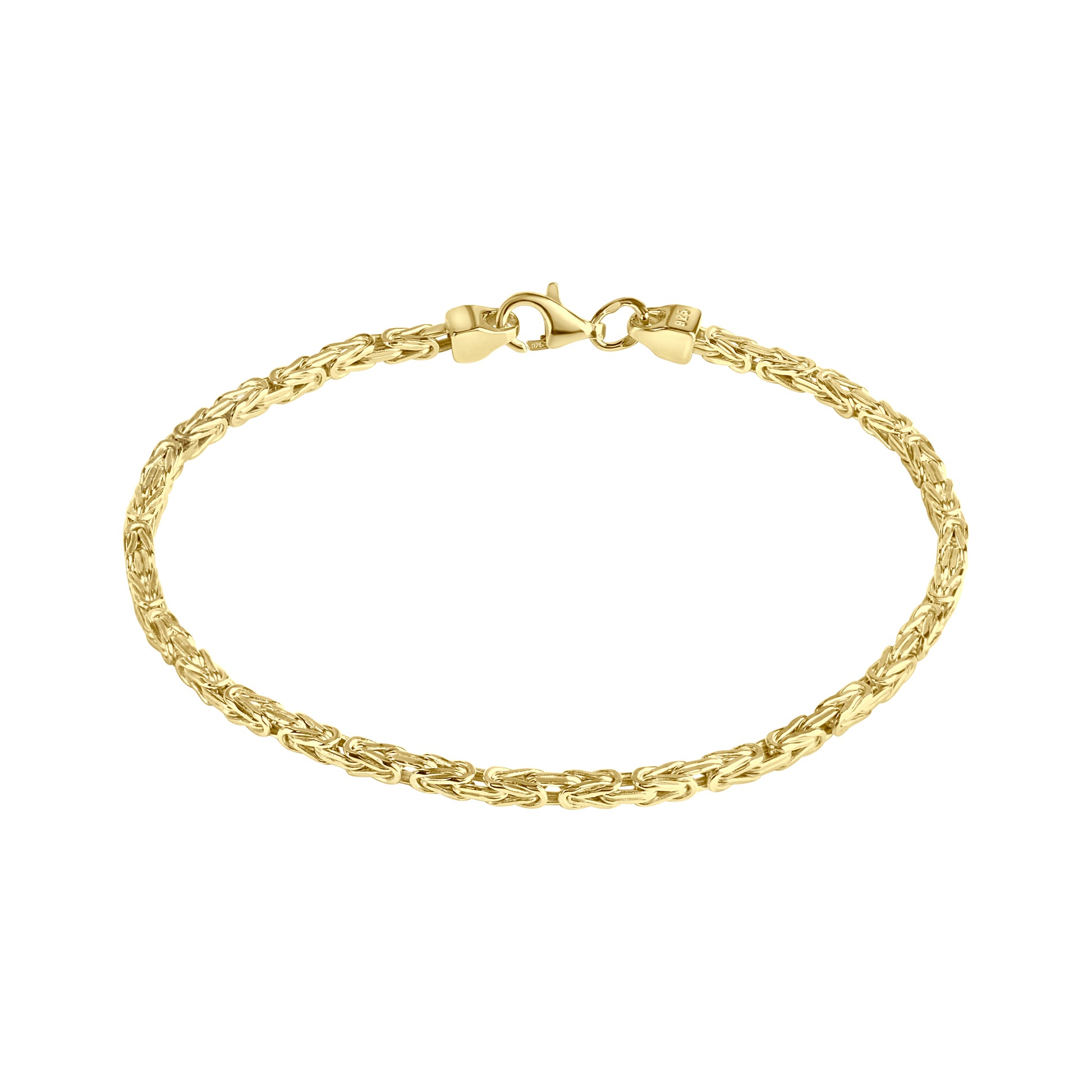 Armband 925/- Sterling Silber vergoldet Königskette 4x4mm 21cm
