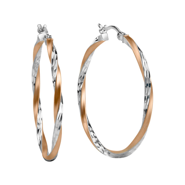 Creolen 925/- Sterling Silber rhodiniert teils rosé vergoldet 40mm