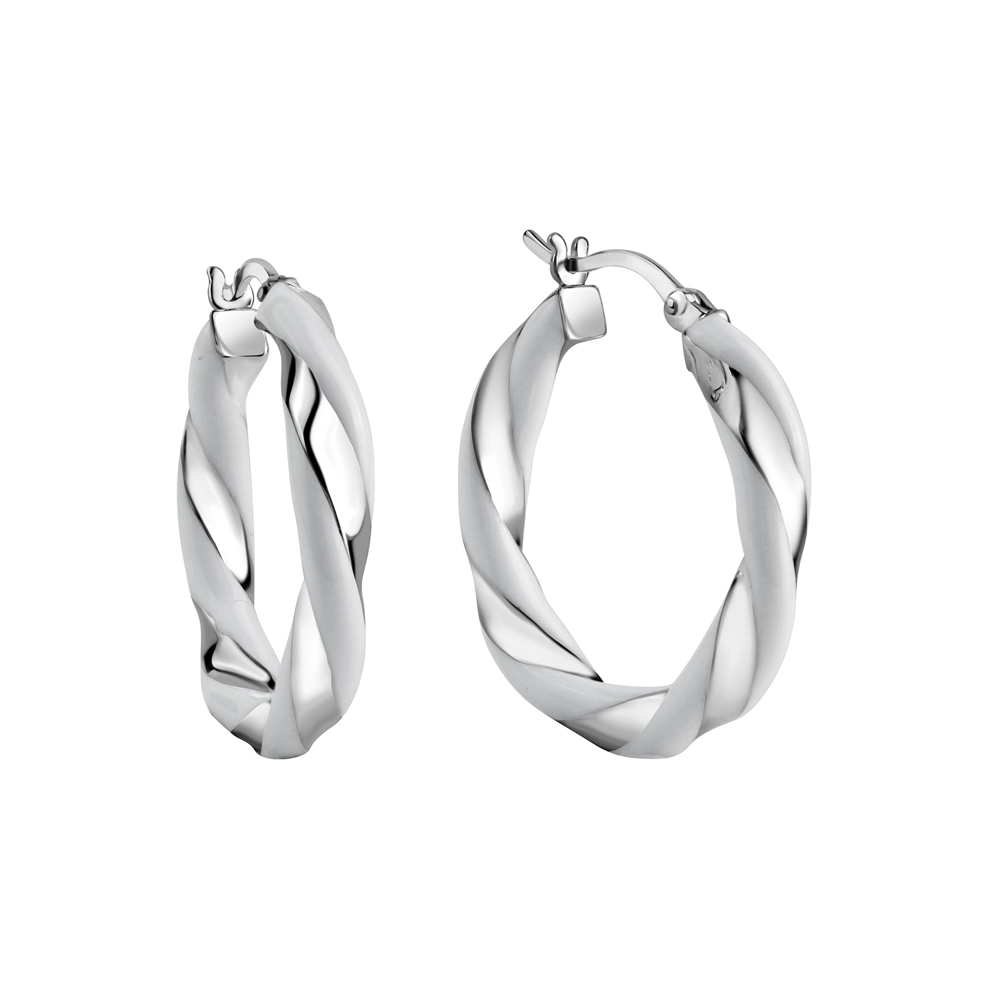 Creolen 925/- Sterling Silber rhodiniert weißer Lack 27mm
