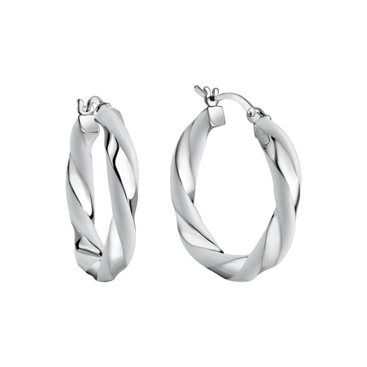 Creolen 925/- Sterling Silber rhodiniert weißer Lack 27mm