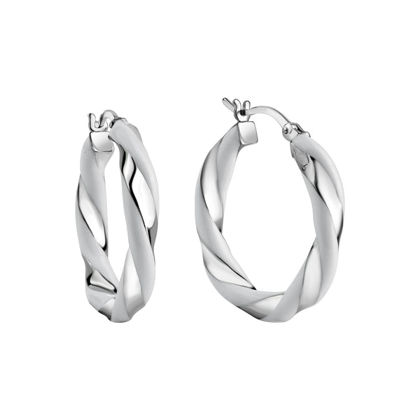 Creolen 925/- Sterling Silber rhodiniert weißer Lack 27mm