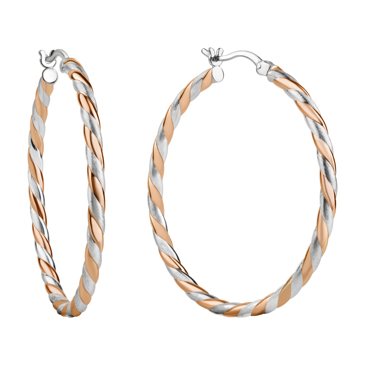 Creolen 925/- Sterling Silber rhodiniert teils rosé vergoldet 40mm 2,5mm