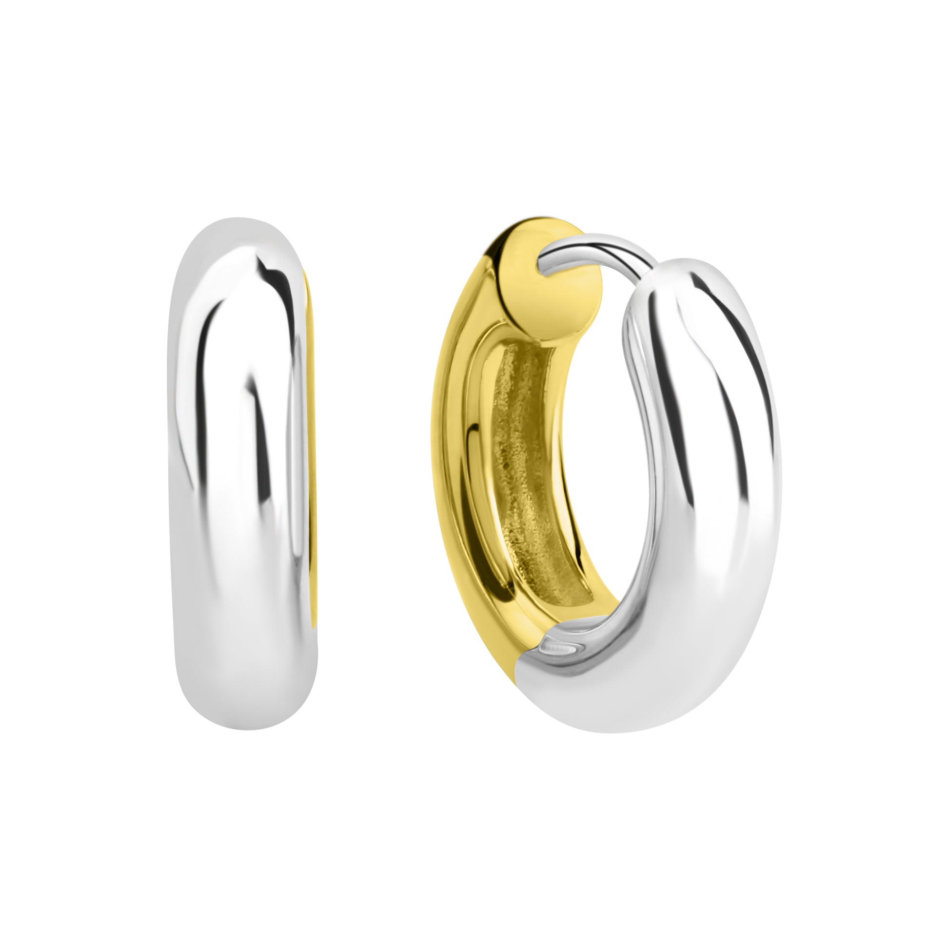 Creolen 925/- Sterling Silber rhodiniert und vergoldet 17mm