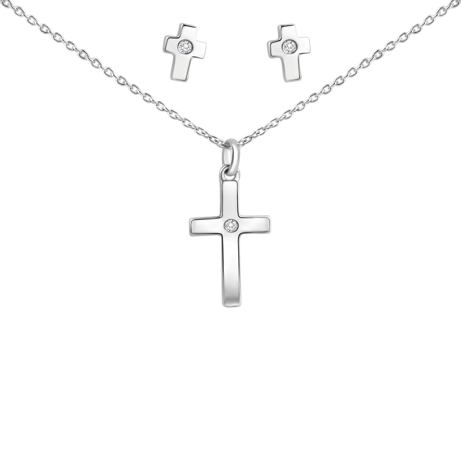Set Anhänger/Kette und Ohrstecker 925/- Sterling Silber rhodiniert 3-teiliges Set