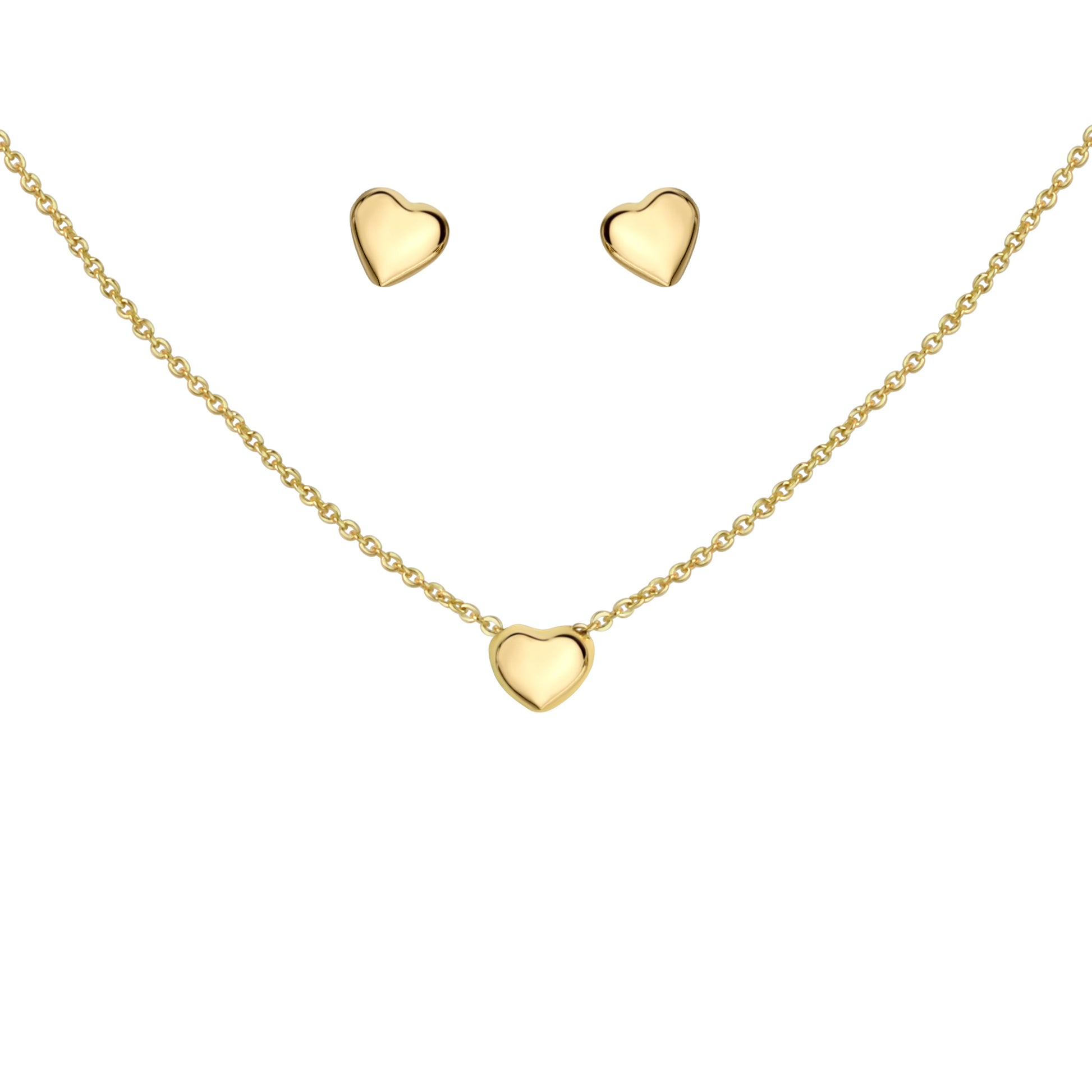 Set Anhänger/Kette und Ohrstecker 925/- Sterling Silber vergoldet Herz