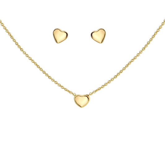 Set Anhänger/Kette und Ohrstecker 925/- Sterling Silber vergoldet Herz