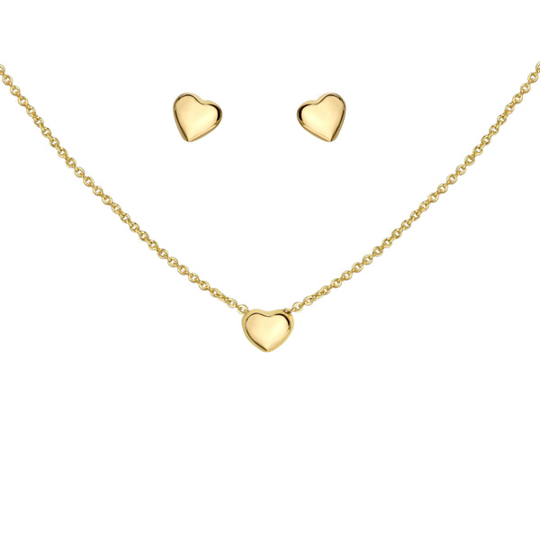 Set Anhänger/Kette und Ohrstecker 925/- Sterling Silber vergoldet Herz