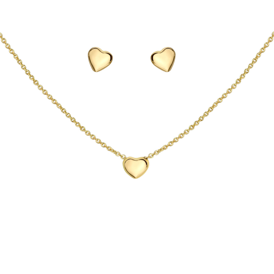 Set Anhänger/Kette und Ohrstecker 925/- Sterling Silber vergoldet Herz