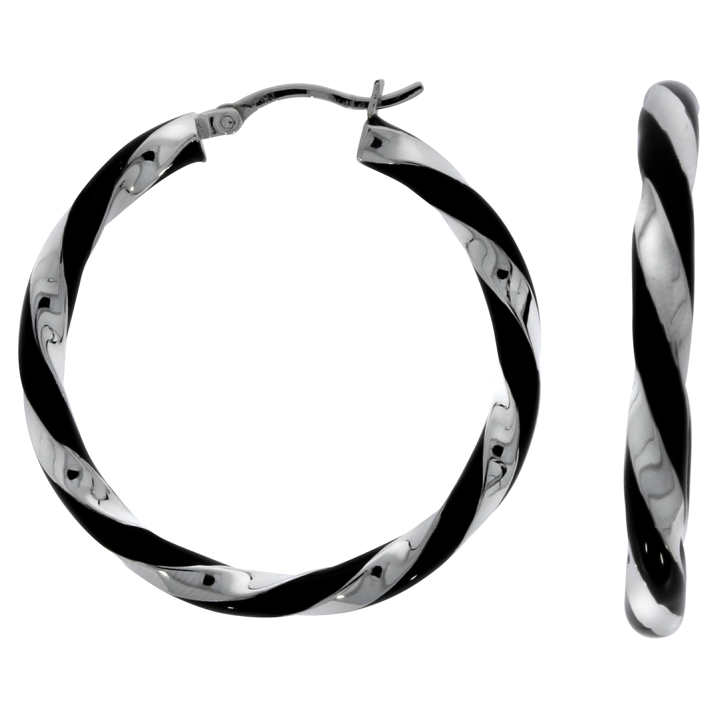 Creolen 925 Silber rhodiniert Lack schwarz
