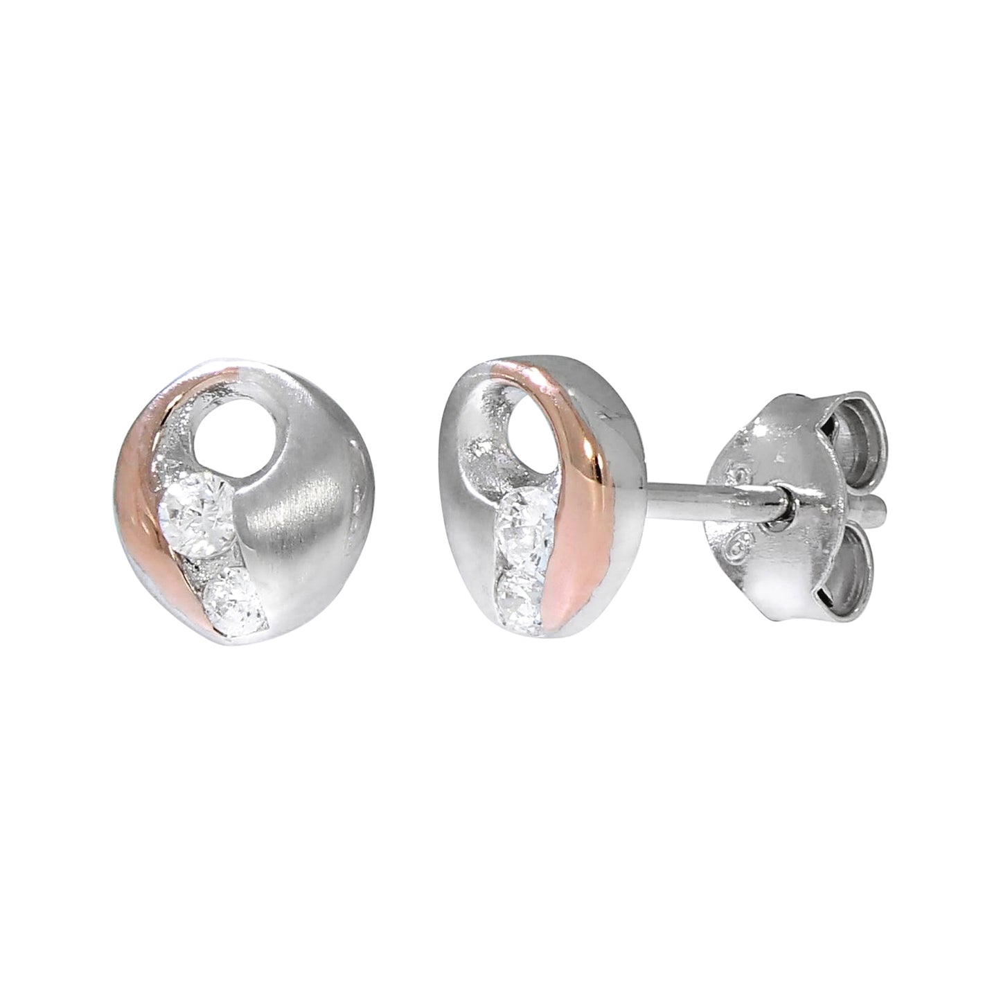 Ohrstecker 925 Silber zweifarbig rose Zirkonia