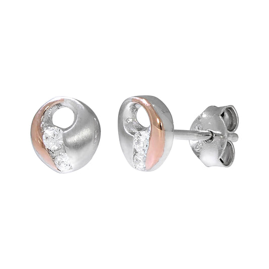 Ohrstecker 925 Silber zweifarbig rose Zirkonia