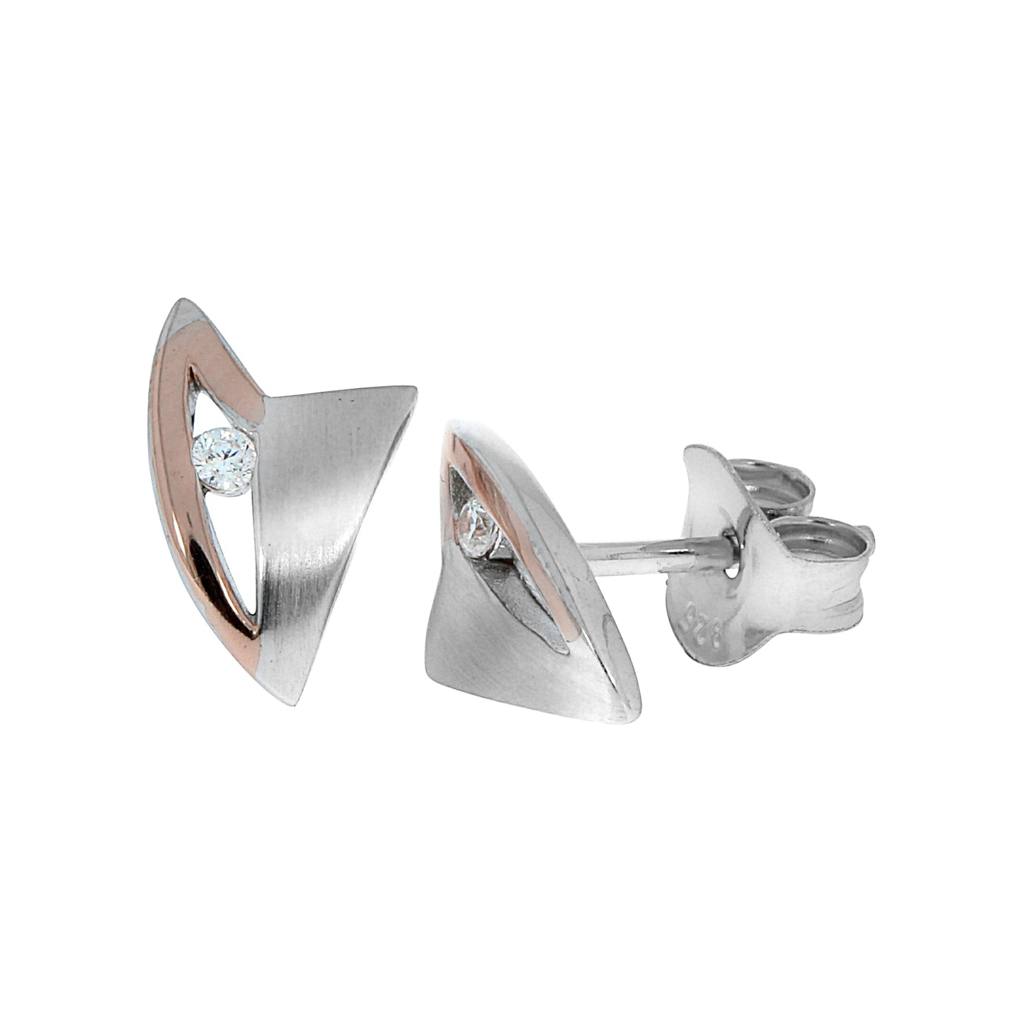 Ohrringe Silber 925 zweifarbig mit Zirkonia weiß