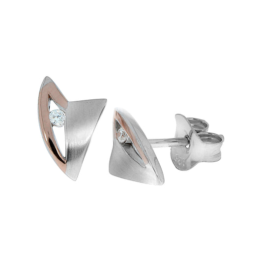 Ohrringe Silber 925 zweifarbig mit Zirkonia weiß