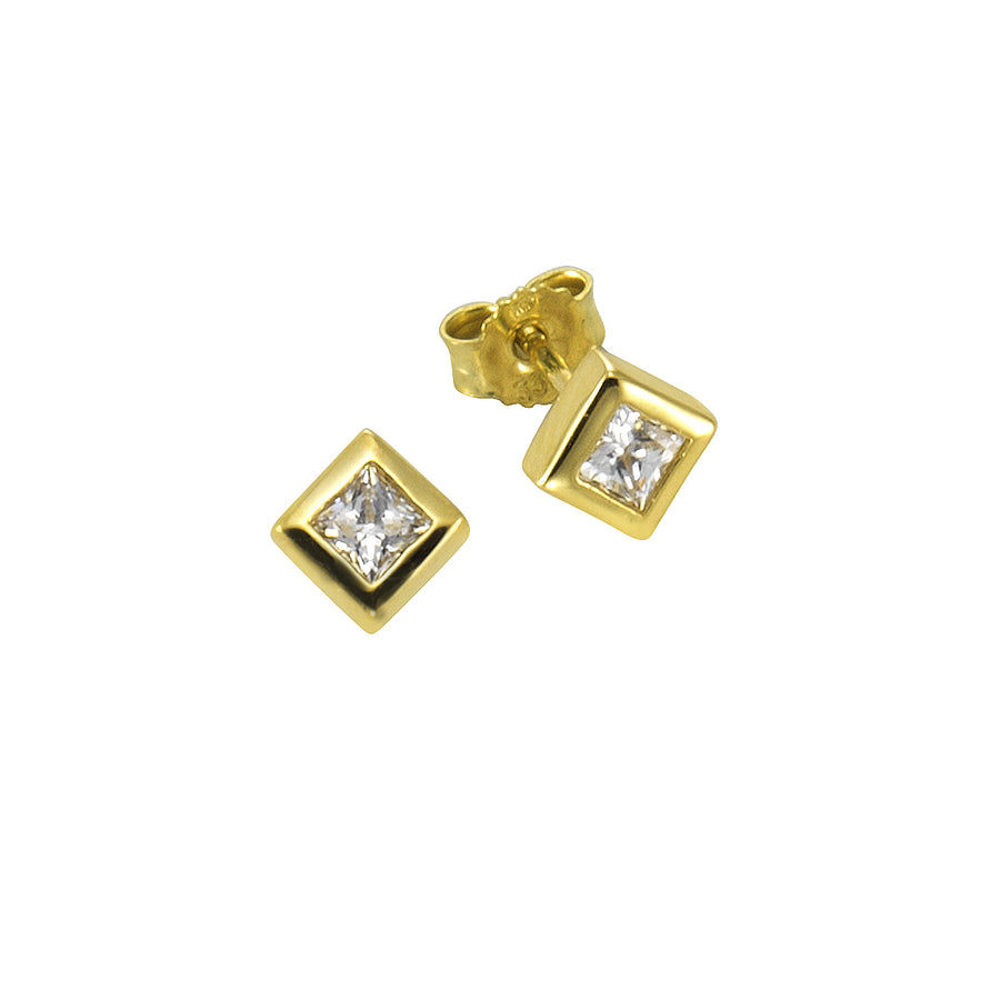 Ohrstecker 333 Gold zweifarbig Zirkonia weiß