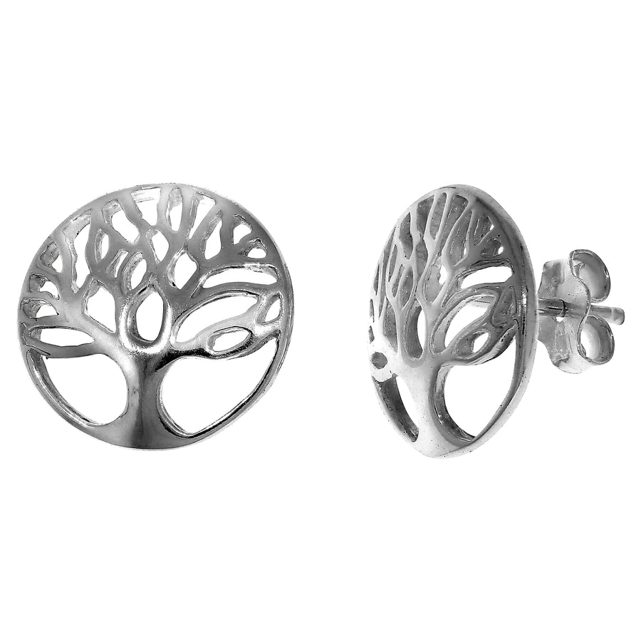 Ohrstecker 925 Sterling Silber rhodiniert Lebensbaum