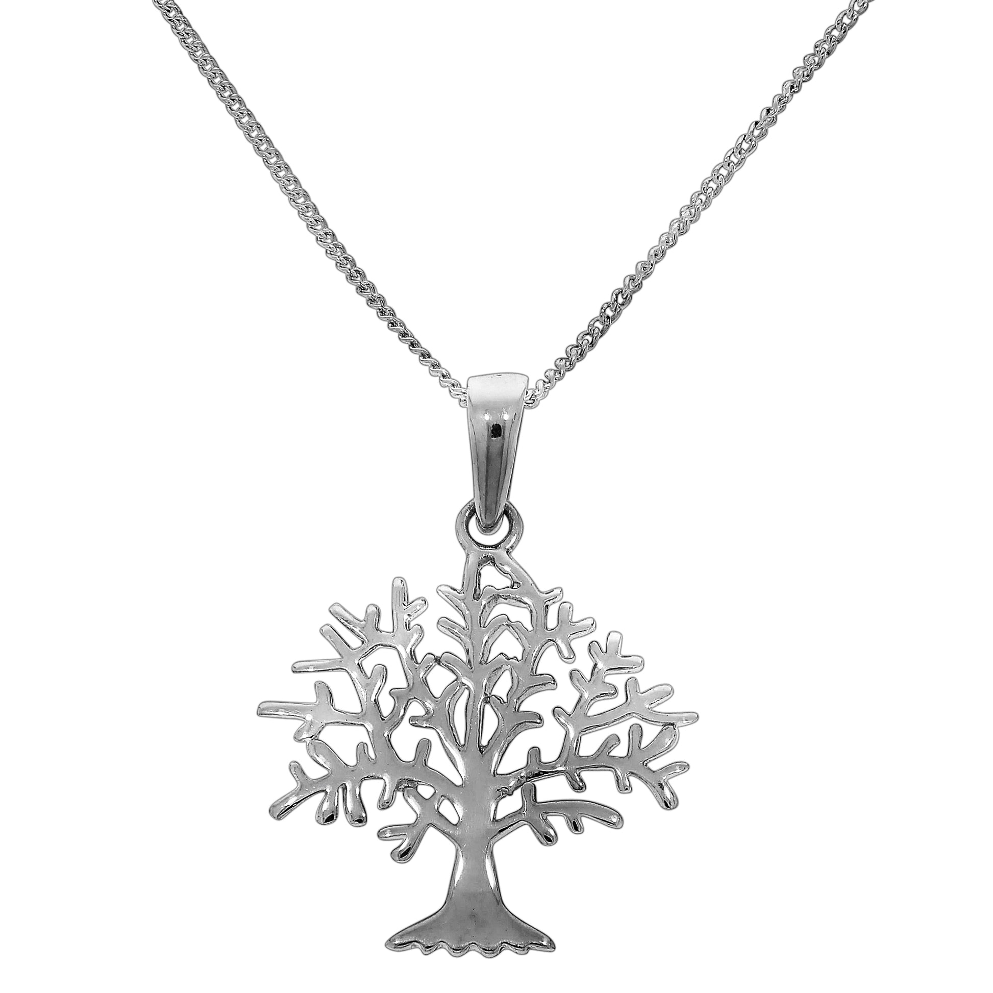 Anhänger mit Kette 925 Sterling Silber rhodiniert Lebensbaum