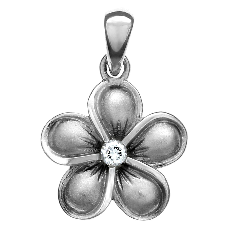 Anhänger Silber 925 rhodiniert Blume Zirkonia