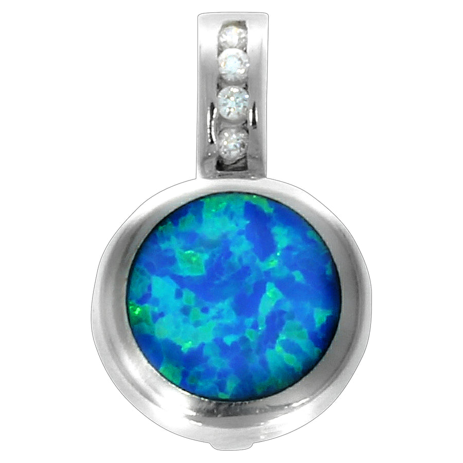 Vera Anhänger – 925 Sterlingsilber rhodiniert mit Opal (synthetisch)