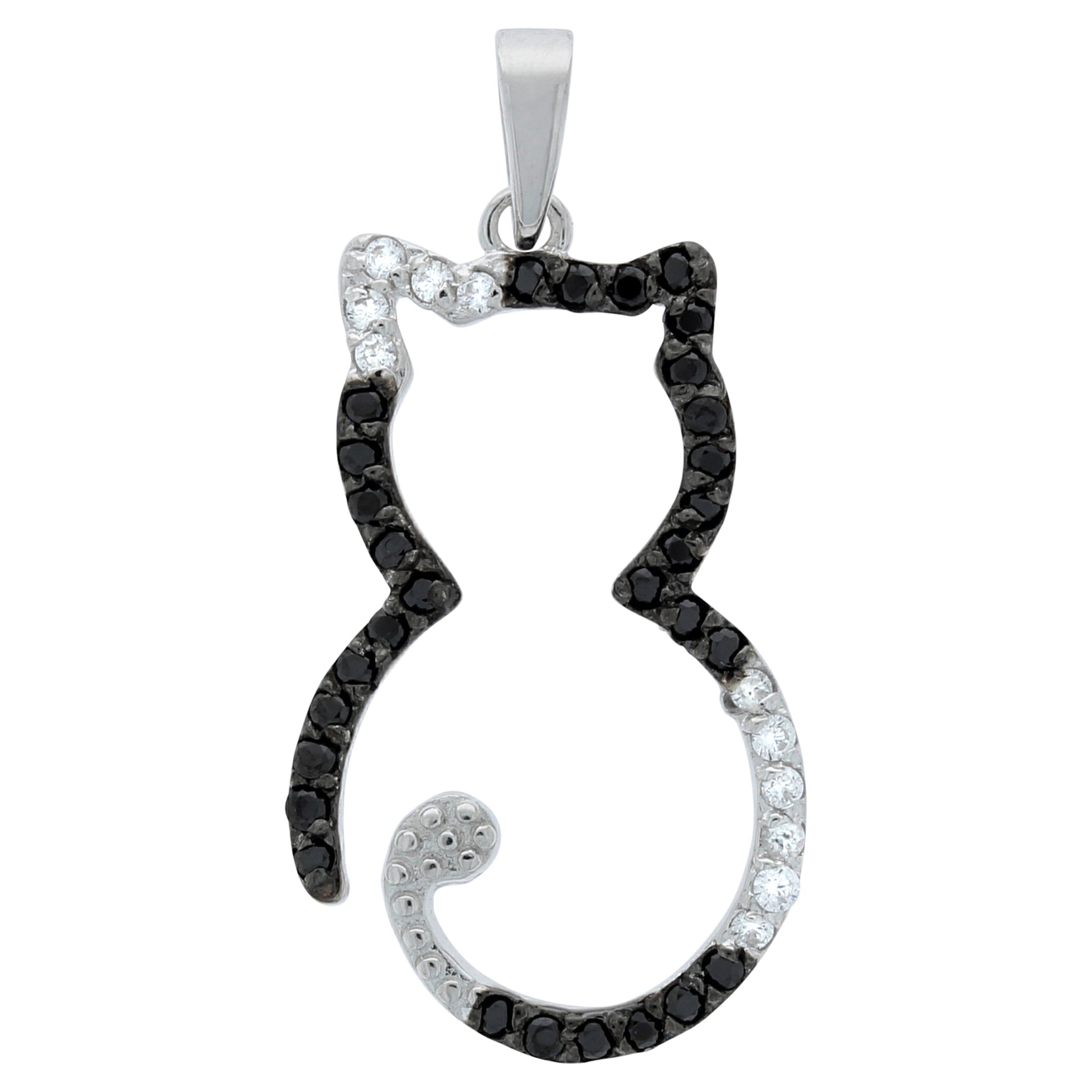 Anhänger 925/- Sterling Silber Zirkonia Katze