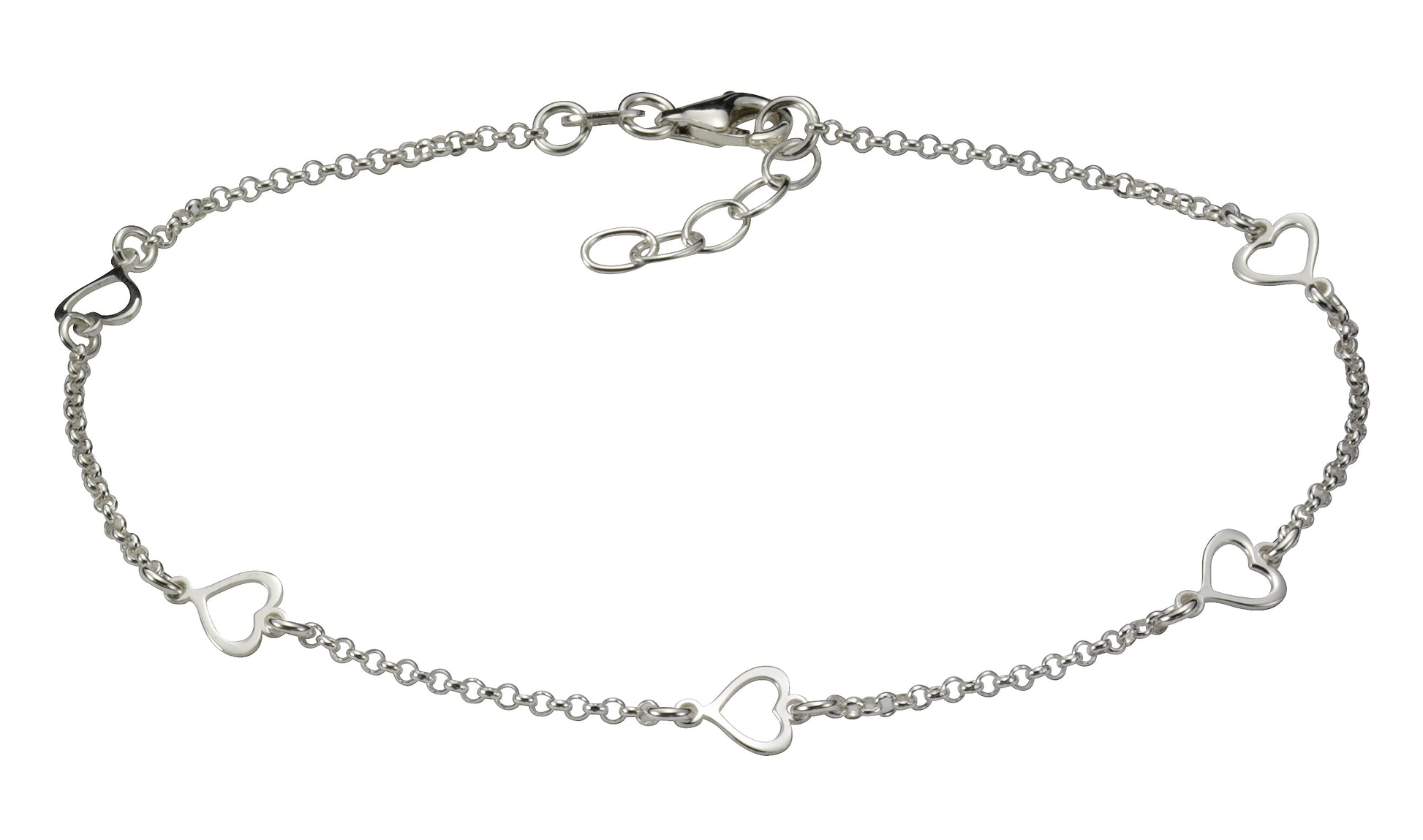 Fusskette 925 Silber Herz Motiv