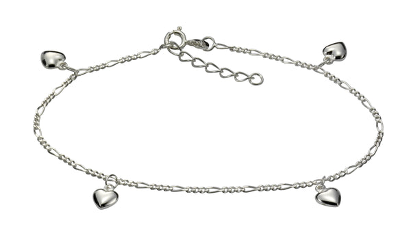 Fusskette 925 Silber mit Herz Motiv