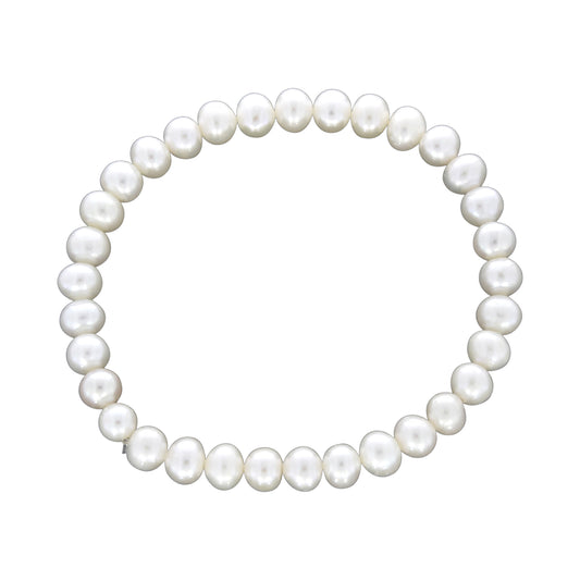 Armband Süßwasserzuchtperlen weiß 6mm