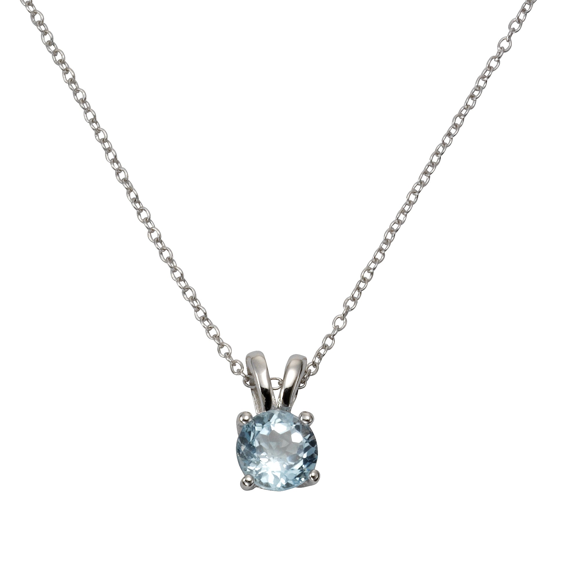 Halskette Silber 925 rhodiniert 42+3cm mit Blautopas (beh.)