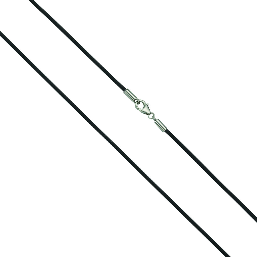 Collier 925/- Sterling Silber rhodiniert Kautschuk
