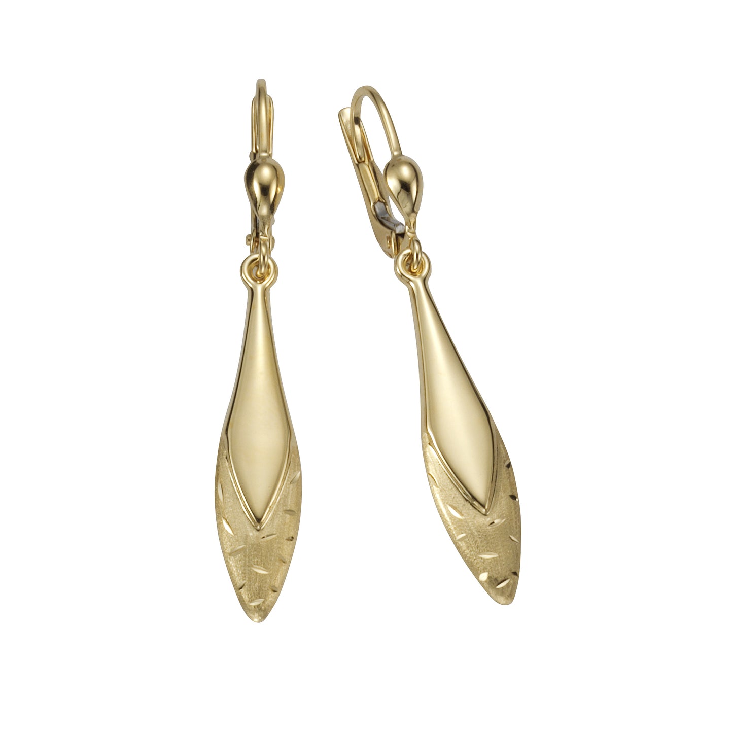 Ohrringe 375 Gold glanz matt diamantiert