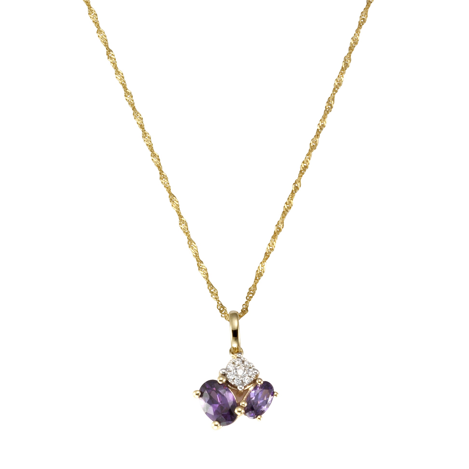 Halskette Gold 375 mit echtem Amethyst + Zirkonia