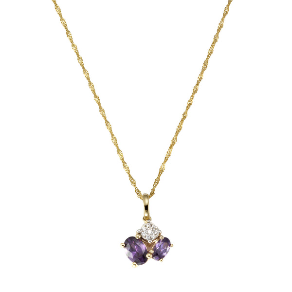 Halskette Gold 375 mit echtem Amethyst + Zirkonia
