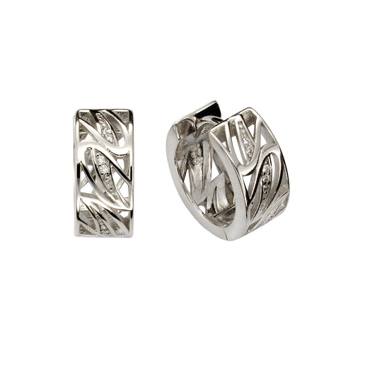 Klappcreolen 925 Silber 14x Zirkonia
