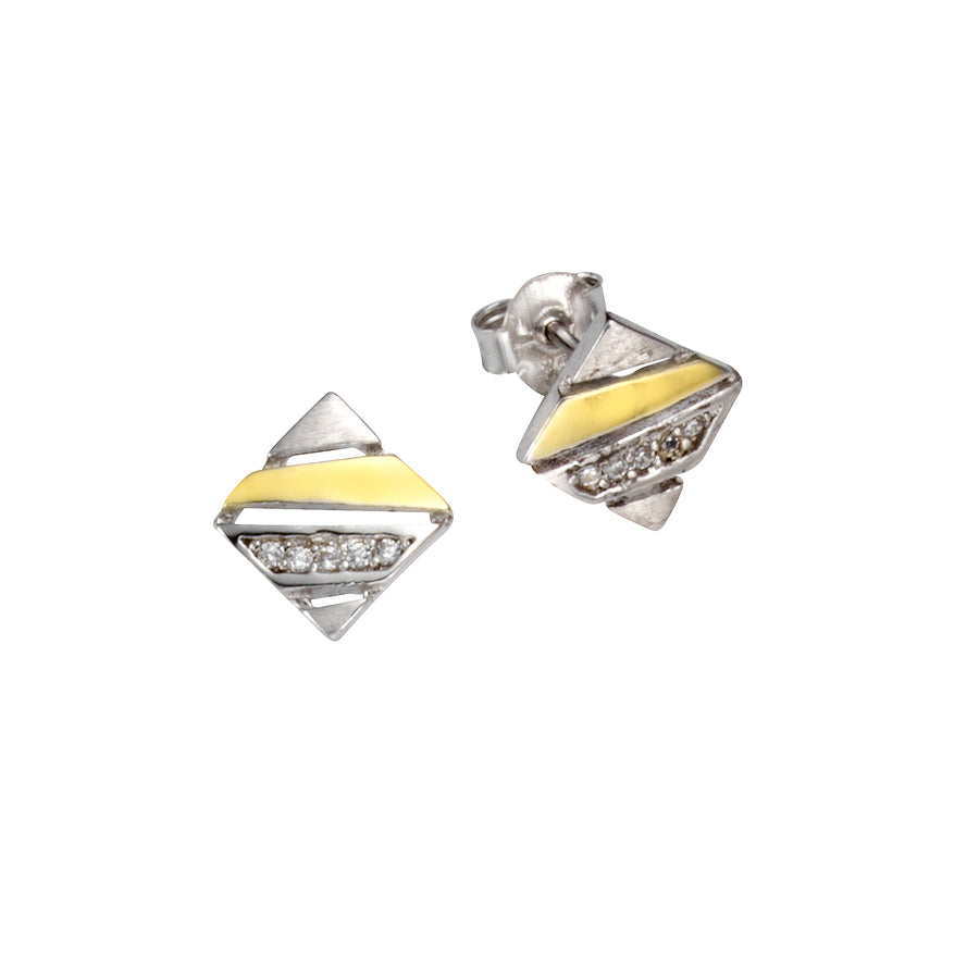 Ohrstecker 925 Silber zweifarbig Zirkonia