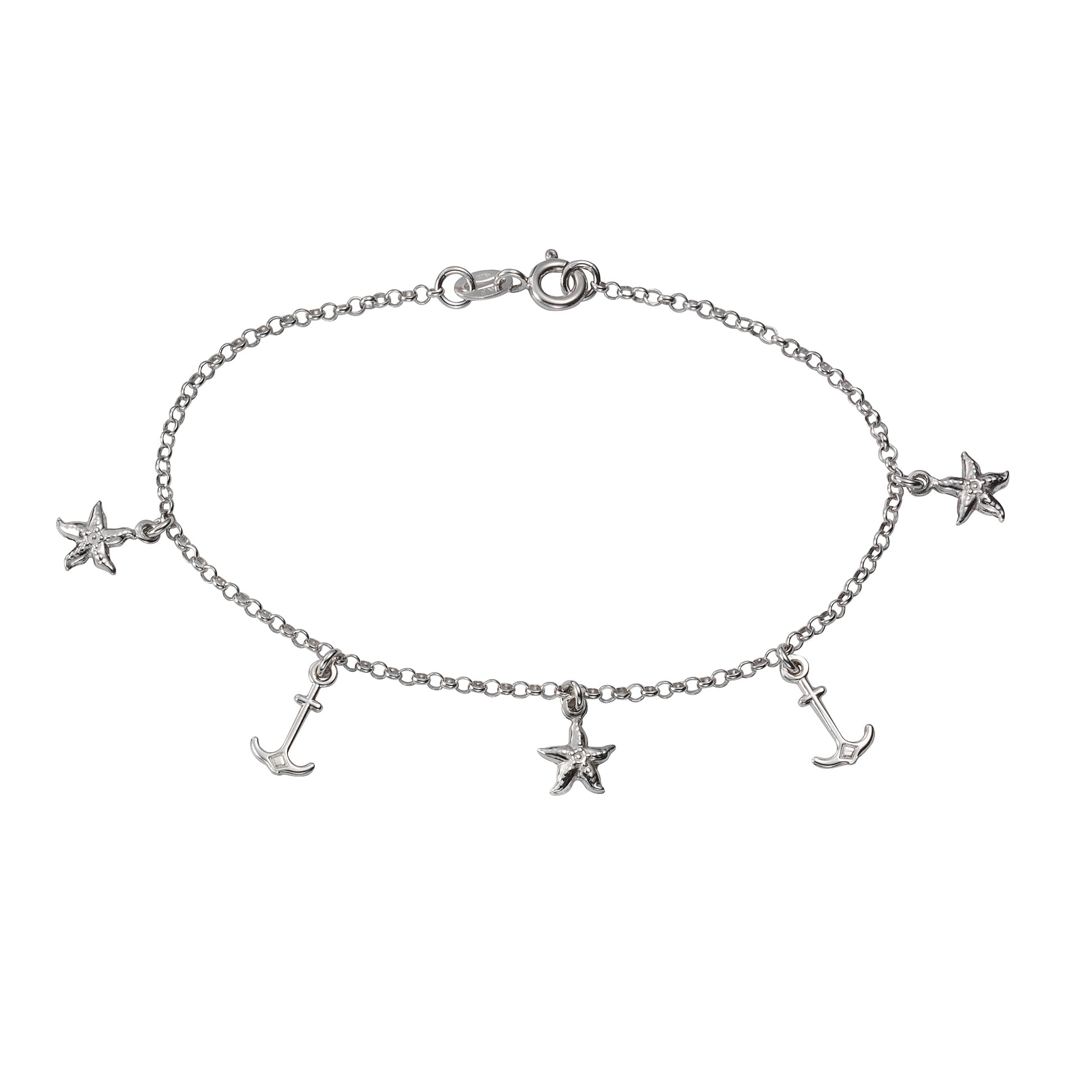Armband 925 Silber rhodiniert Anker Seestern