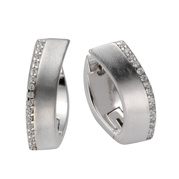 Klappcreolen 925 Silber rhodiniert mit Zirkonia