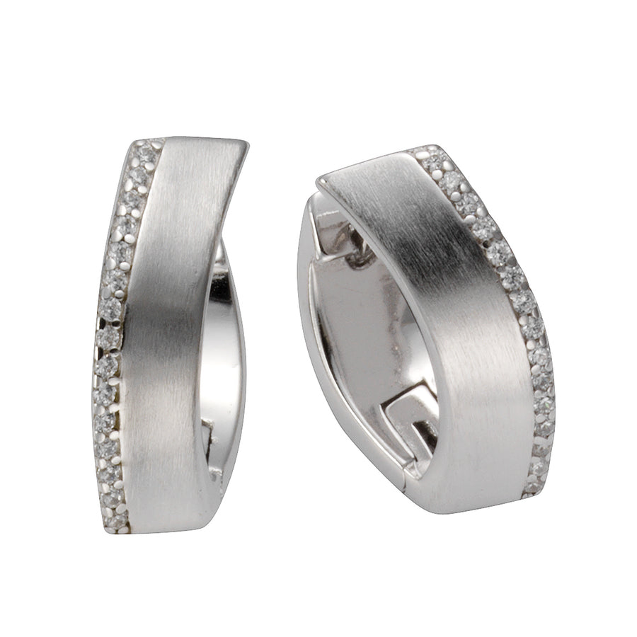 Klappcreolen 925 Silber rhodiniert mit Zirkonia