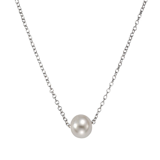 Collier 925 Silber rhodiniert Perle weiß