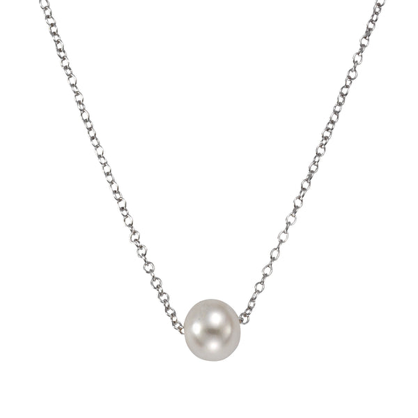 Collier 925 Silber rhodiniert Perle weiß