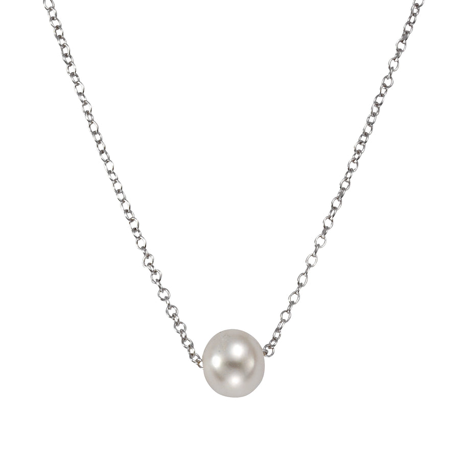 Collier 925 Silber rhodiniert Perle weiß