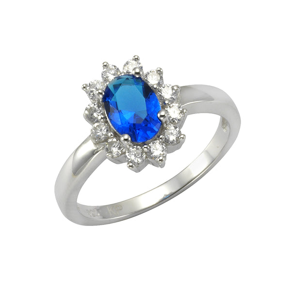 Vetro Ring aus 925 Silber rhodiniert mit Glasstein