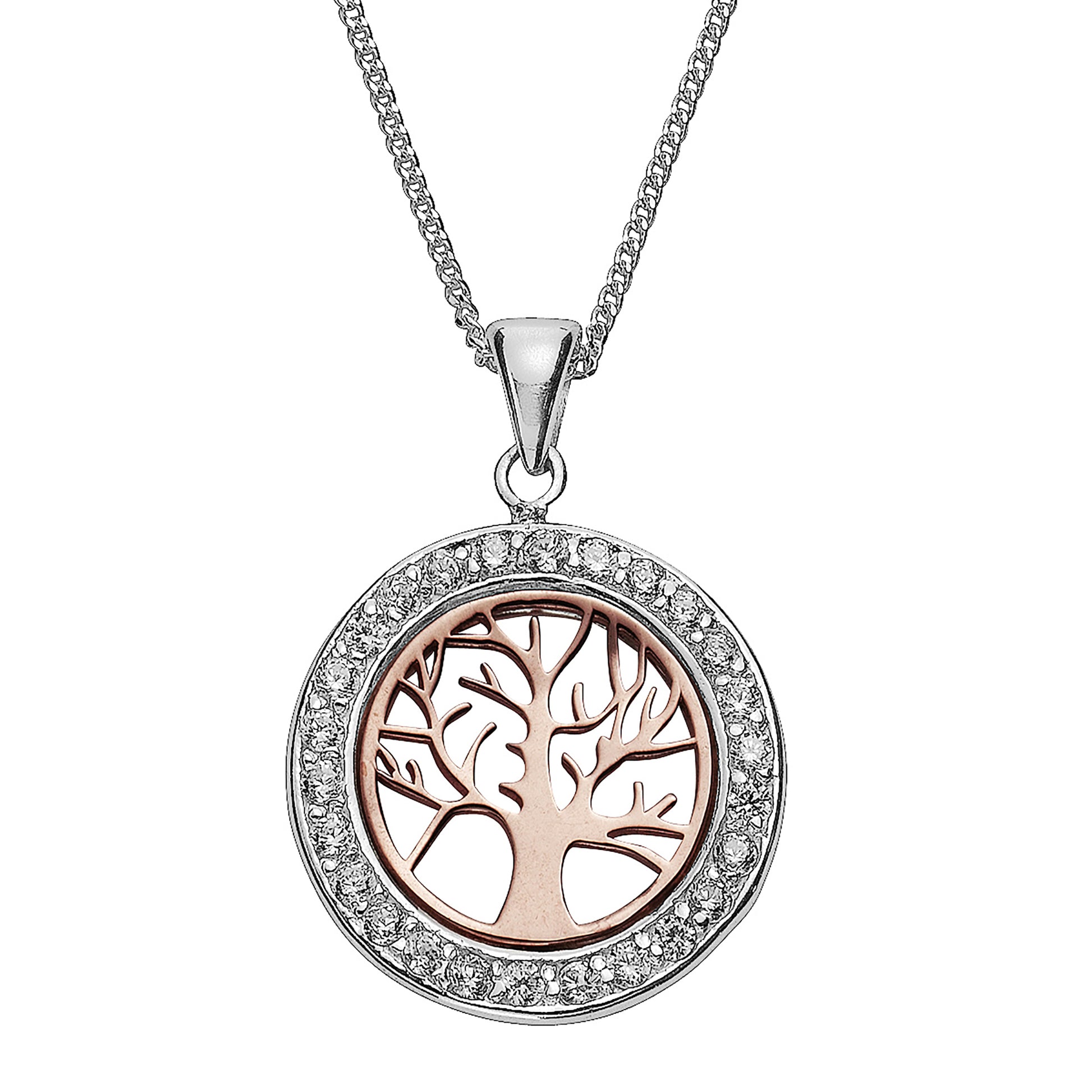 Halskette Silber 925 zweifarbig mit Lebensbaum-Motiv
