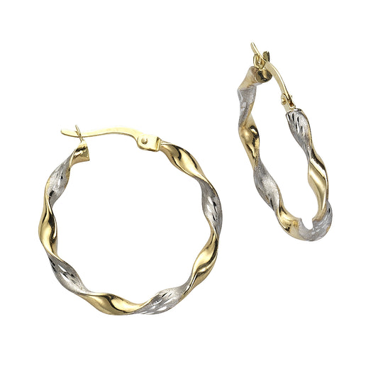 Ohrringe Gold 333 zweifarbig glanz matt
